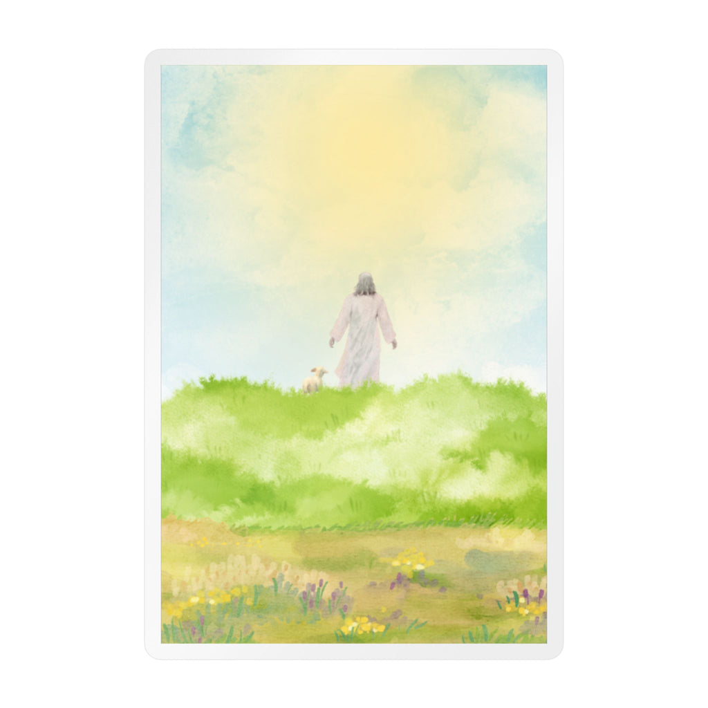Jesus Walking in Meadow Vinyl Decal — Inspirational Christian Sticker